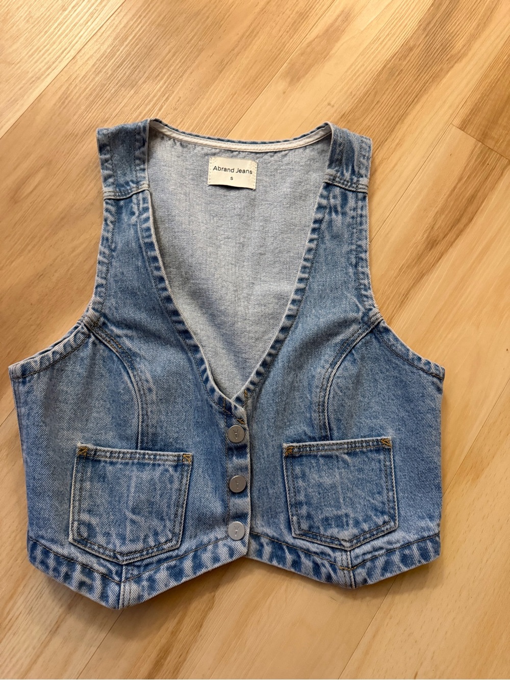 Light Wash Denim Crop Vest